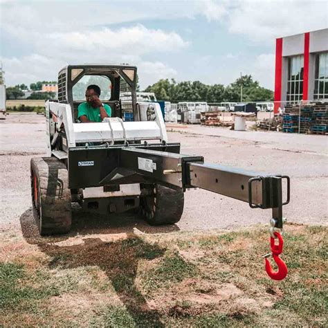 skid steer attachment crane|adjustable skid steer crane jib.